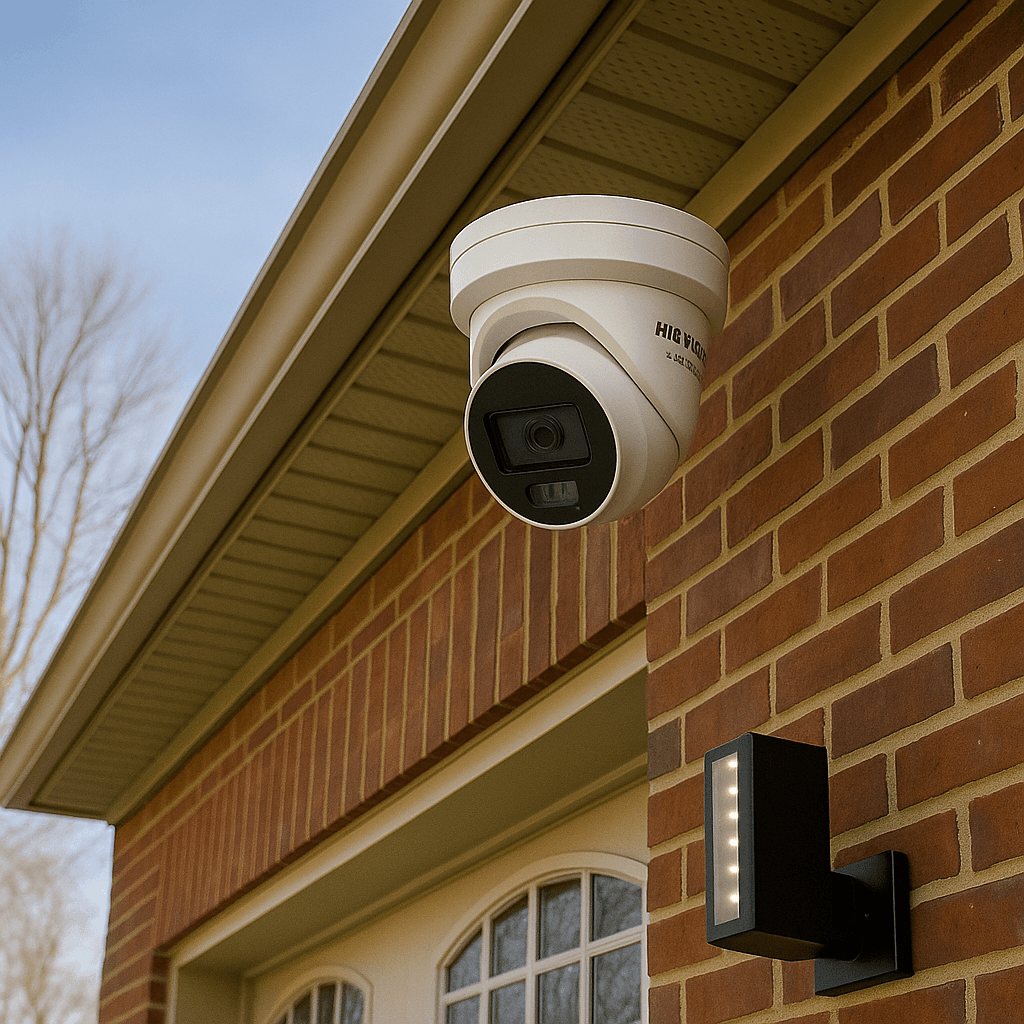A clear, high-definition image from a security camera showing a residential driveway.